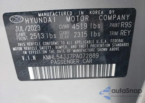 2023 Hyundai Sonata Hybrid Limited z USA, uszkodzony, nr VIN KMHL54JJ7PA072889